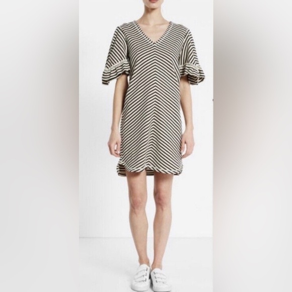 See by Chloe Striped Flutter Sleeve Jersey Dress XS - Picture 1 of 9